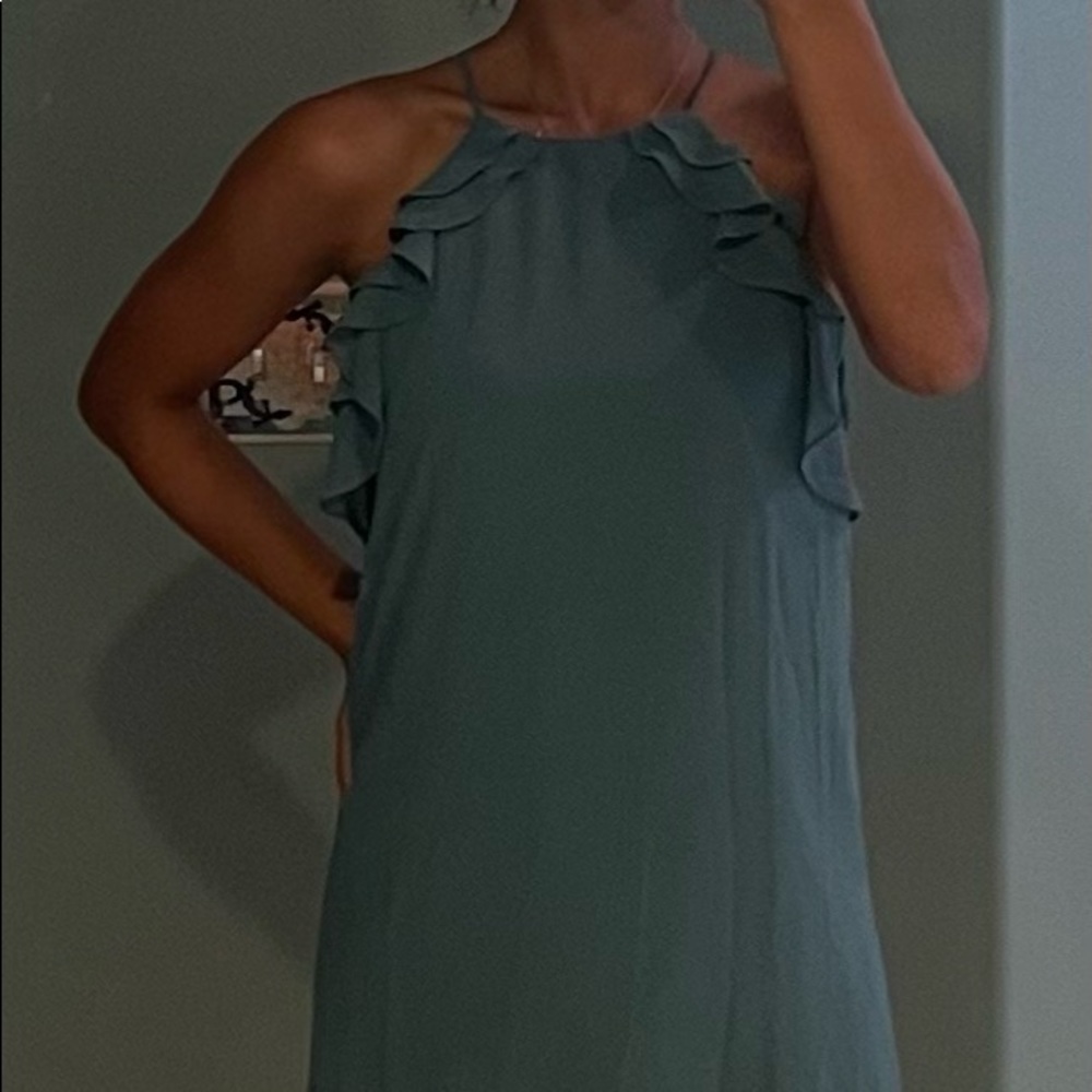 Short dress with ruffle top and spaghetti straps